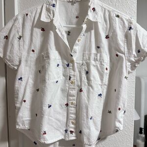 Madewell Embroidered Fruit Button Down Shirt 🍓🍐🍇🍒